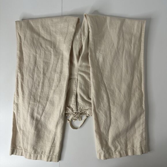 Eddie Bauer Linen Blend Pants Womens Sz 12 Beige Coastal Beach Casual Vacation - Picture 4 of 12